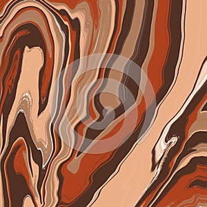 Abstract artwork featuring flowing, organic patterns in shades of brown, orange, cream, and beige